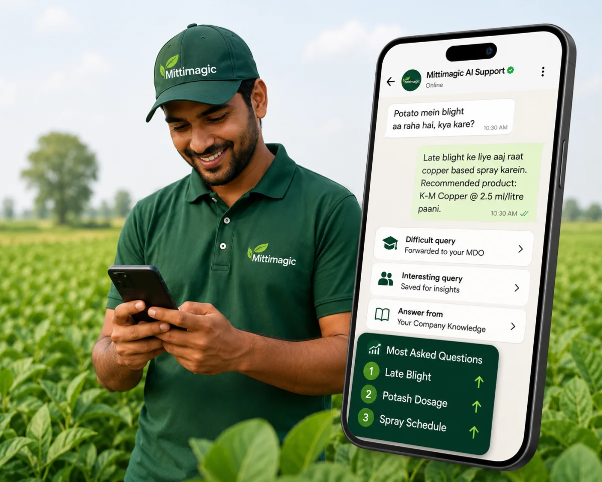 Mitti Magic field representative using AI farmer support